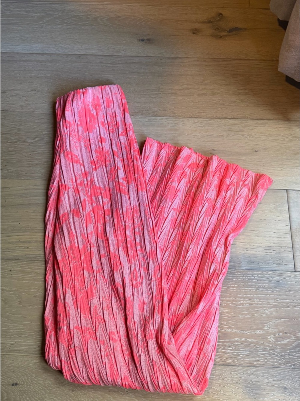 Pleated Coral-Pink Zara Pants